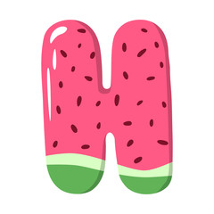 Watermelon Alphabet Sign on the white background - vector illustratiion