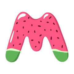 Watermelon Alphabet Sign on the white background - vector illustratiion