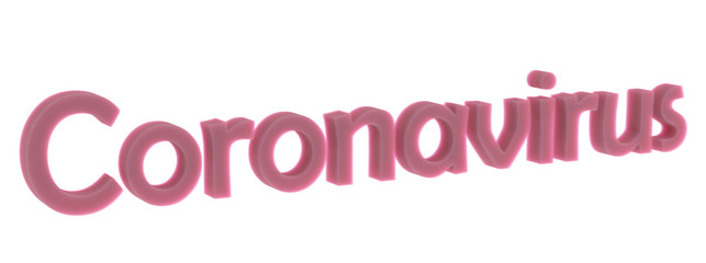 3d Coronavirus text on white background. China pathogen respiratory infection. 3d rendering