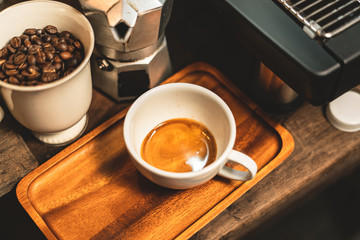 Coffee-Make coffee from the machine at home,Coffee in a cup