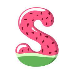 Watermelon Alphabet Sign on the white background - vector illustratiion