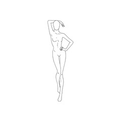 Fashion Model Posing, fashion girl line draw sketch