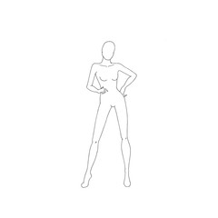 Fashion Model Posing, fashion girl line draw sketch