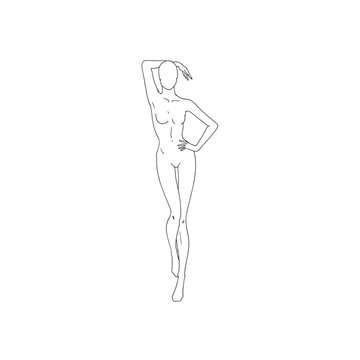 Fashion Model Posing, fashion girl line draw sketch