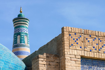 Islam Khoja Minaret (symbol of the city). Khiva, Uzbekistan, Central Asia.