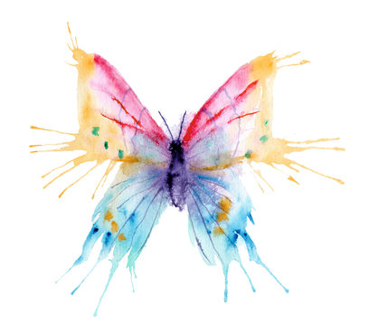 watercolor drawing - butterfly made of blots and splashes