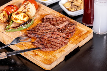 steak menü an raki stock photo