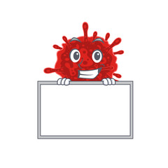 Smiley buldecovirus cartoon character style bring board