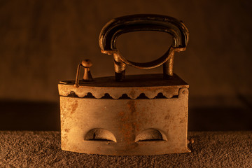 candle lit antique old coal iron