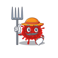 buldecovirus in Farmer cartoon character with hat and pitchfork