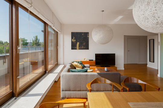 Living room with big windows