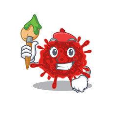 Talented buldecovirus Artist cartoon character with brush