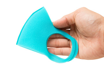 Blue anti virus mask in white background