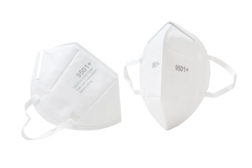 White anti-virus mask in white background