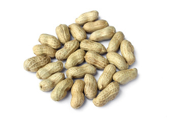 Fresh peanuts isolated on a white background.