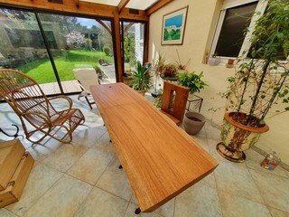 veranda table bois massif exotique rotin design tendance