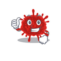 Cool buldecovirus cartoon design style making Thumbs up gesture
