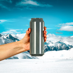 Woman hand and beer 