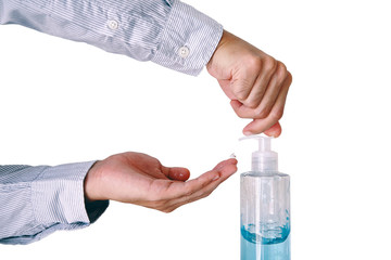 Wash your hands with gel, alcohol or soap to kill bacteria, prevent the spread of germs and bacteria and avoid infection. MERS-coronavirus (2019-nCoV). isolated on white background.