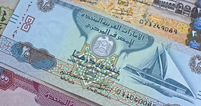 United Arab Emirates 20 dirham banknote, UAE Emirati money closeup