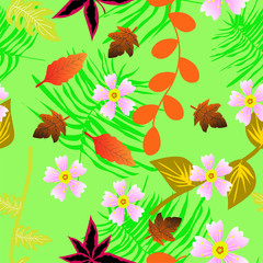Fototapeta na wymiar seamless pattern with autumn leaves