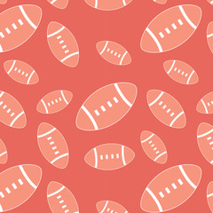 seamless pattern of american football (rugby) on pink background.