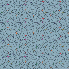 seamless bowling patterns with repeating bowling pins on blue background. sports ornament for seamless printing, textile, backdrop etc.