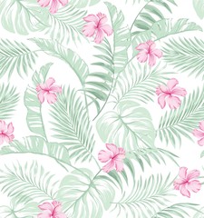 Trendy vector pattern in tropical style. Seamless botanical print for textile, print, fabric.Summer background. Jungle illustration