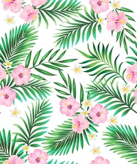 Fotobehang Trendy vector pattern in tropical style. Seamless botanical print for textile, print, fabric.Summer background. Jungle illustration © Logunova  Elena