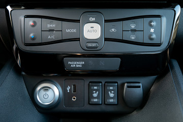Car interior with climate-control view. Conditioner and air flow control in a modern car