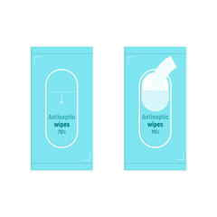 Antiseptic Wipes. Disinfection concept. Wet wipe on white background, vector illustration