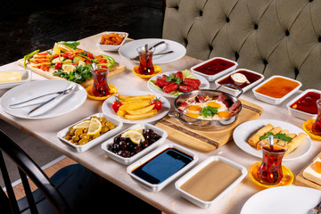 Turkish breakfast stock photo