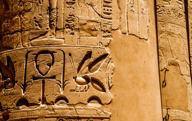 ruins, monuments, scriptures, geography, painting, landscape and history in Luxor, Egypt, Africa