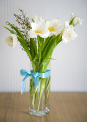 Beautiful bouquet of white fringed tulips