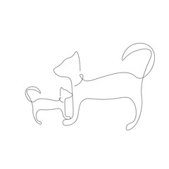 Cat and kitten silhouette. Vector illustration