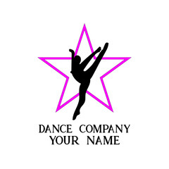 Female silhouette dancing on abstract star background