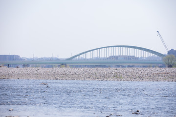 東京の多摩川の流れ