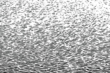 Monochrome background of the water surface with small ripples and halftone. Overlay template. Vector illustration