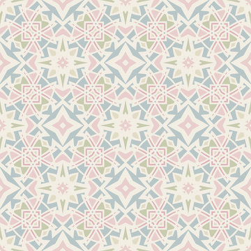 Creative color abstract geometric pattern in white, pink and blue, vector seamless, can be used for printing onto fabric, interior, design, textile
