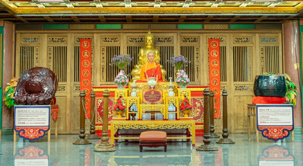 Fototapeta premium Wax statue Former abbot That has built this temple Built as a memorial Located inside Wat Leng Nei Yi 2 or Borom Rachanaphisek Anusorn Temple, Nonthaburi Thai