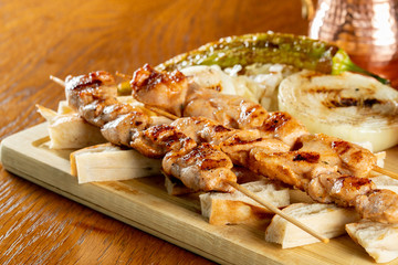 Chicken Skewers on Barbecue stock photo