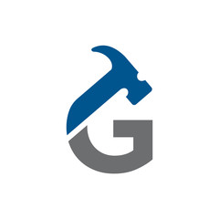 Letter G Hammer Building Services, Repair, Renovation and Construction Logo Design 