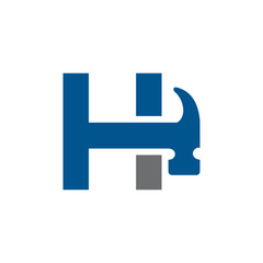  Letter H Hammer Building Services, Repair, Renovation and Construction Logo Design 