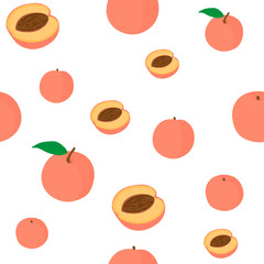 Fototapeta na wymiar Seamless pattern fruit peaches vector illustration 