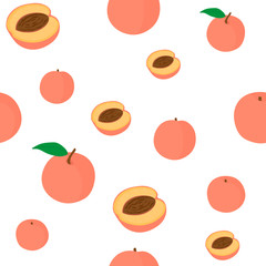 Seamless pattern fruit peaches vector illustration 