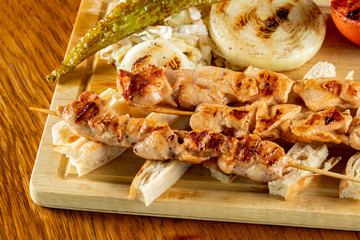 Chicken Skewers on Barbecue stock photo