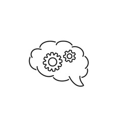 Brain and gear line icon, brainstorm concept. Vector illustration