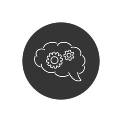 Brain and gear line icon, brainstorm concept. Vector illustration