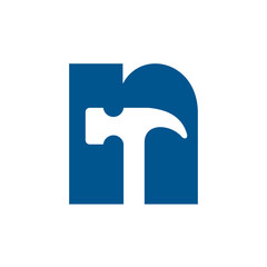 Letter N Hammer Building Services, Repair, Renovation and Construction Logo Design 