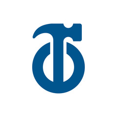 Letter O or Circle Hammer Building Services, Repair, Renovation and Construction Logo Design 